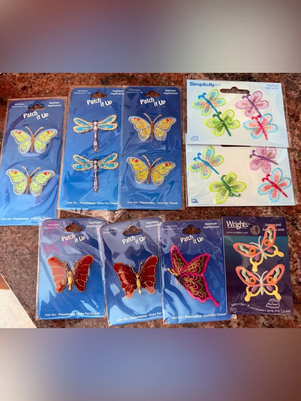 LOT OF 19 Patch It Up Iron-On Butterfly & Dragonfly Patches - Assorted Multicolo